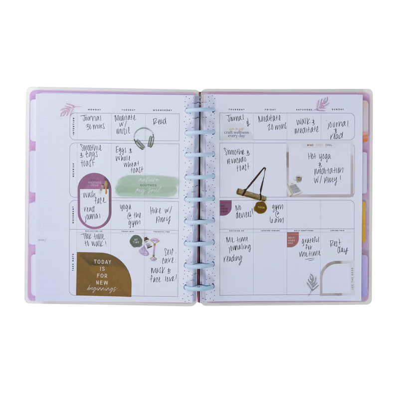 Undated Radiant Soul Customizable Wellness Planner - Classic Wellness Layout - 12 Months