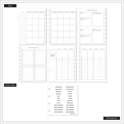 Undated Golden Meadow Customizable Planner - Classic Productivity Layout - 12 Months