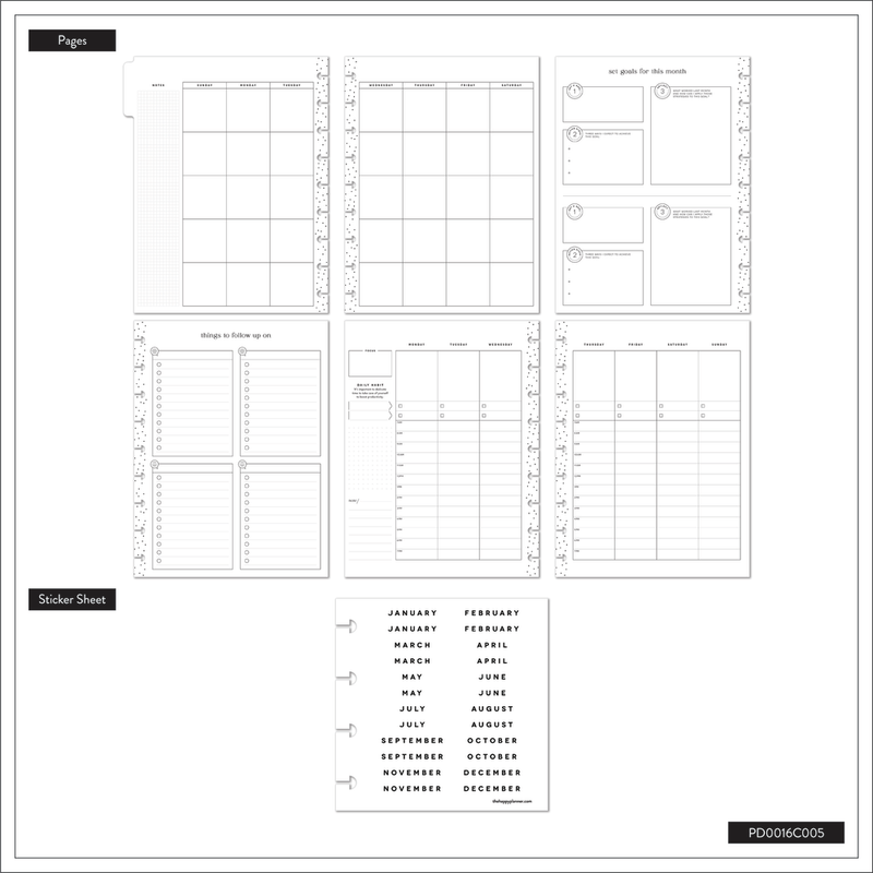 Undated Golden Meadow Customizable Planner - Classic Productivity Layout - 12 Months