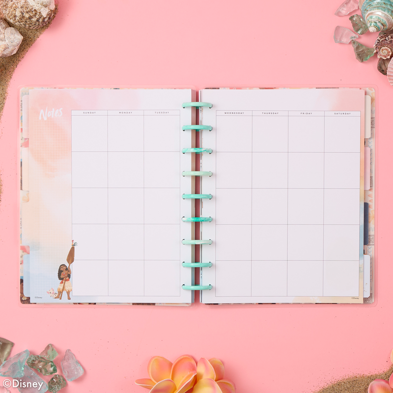 Undated Disney Moana Customizable Planner - Classic Vertical Layout - 12 Months