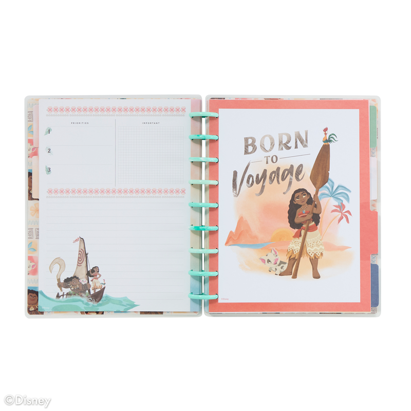 Undated Disney Moana Customizable Planner - Classic Vertical Layout - 12 Months