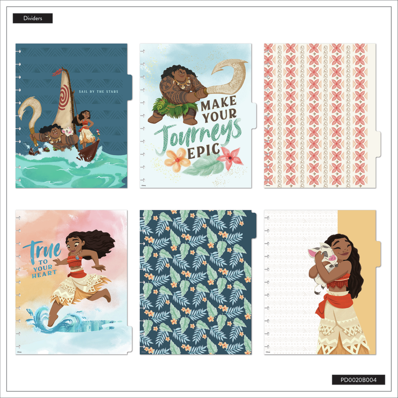 Undated Disney Moana Customizable Planner - Big Vertical Layout - 12 Months