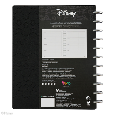 Undated DELUXE Disney Mod Mickey Mouse Customizable Planner -  Big Horizontal Layout - 12 Months