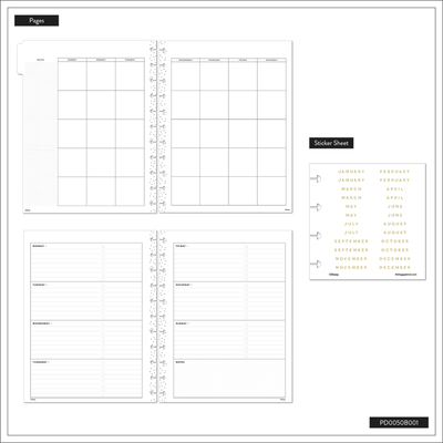 Undated DELUXE Disney Mod Mickey Mouse Customizable Planner -  Big Horizontal Layout - 12 Months