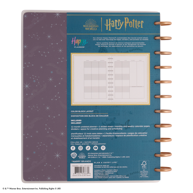 Undated Harry Potter Customizable Planner - Big Color Block Layout - 12 Months