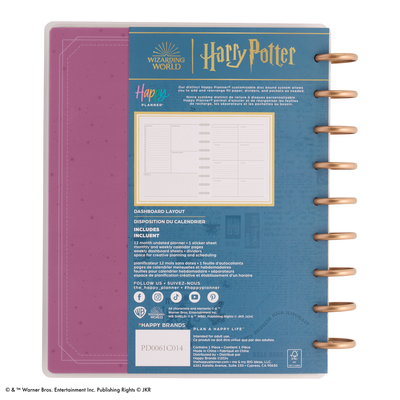 Undated Harry Potter Customizable Planner - Classic Dashboard Layout - 12 Months