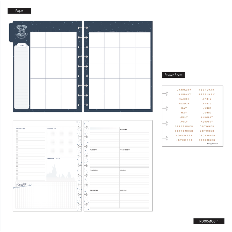 Undated Harry Potter Customizable Planner - Classic Dashboard Layout - 12 Months