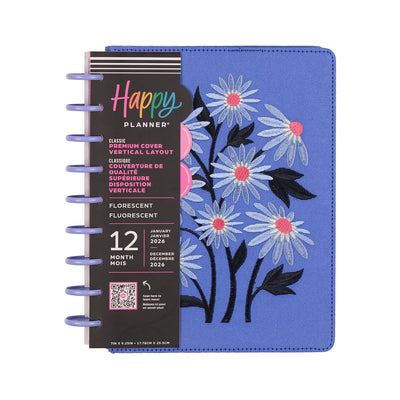 2044 SPECIALTY Florescent Florals Customizable Planner - Classic Vertical Layout - 12 Months