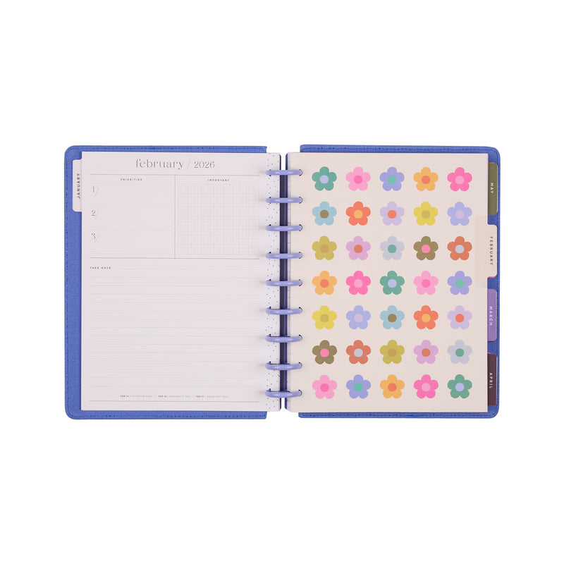 2038 SPECIALTY Florescent Florals Customizable Planner - Classic Vertical Layout - 12 Months