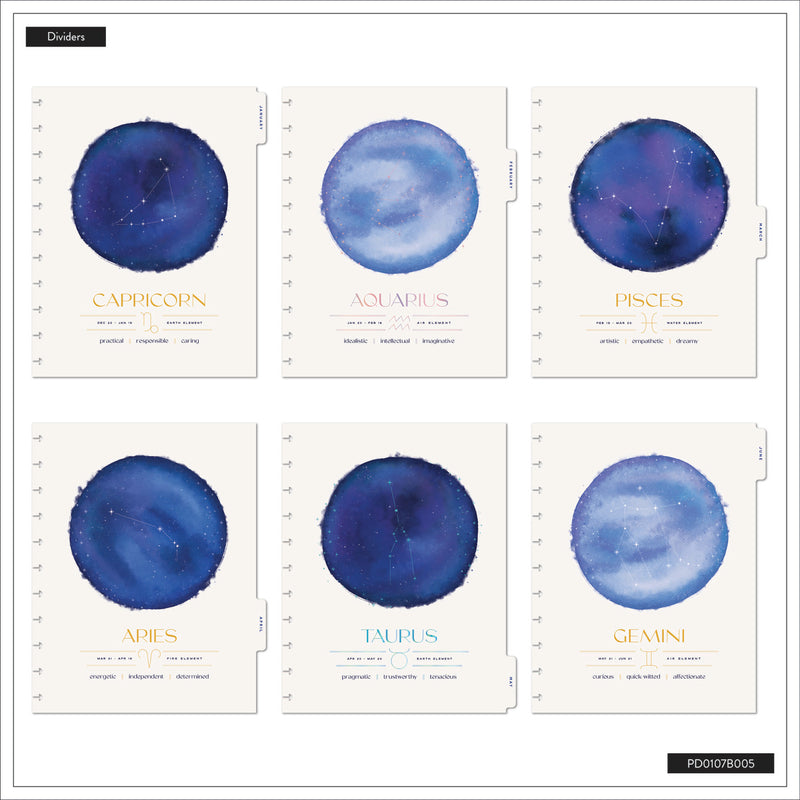 2041 Star Signs Customizable Planner - Big Vertical Layout - 12 Month
