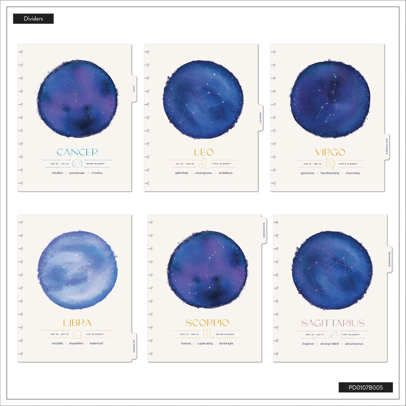 2042 Star Signs Customizable Planner - Big Vertical Layout - 12 Month