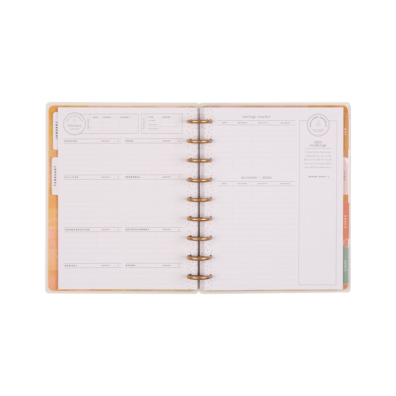 2045 Textured Canvas Customizable Budget Planner - Classic Budget Layout - 12 Month