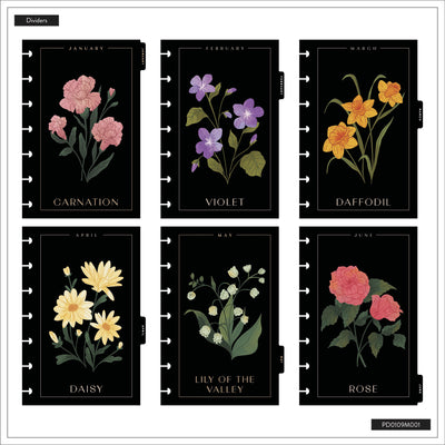 2040 Dark Garden Customizable Planner - Mini Dashboard Layout - 12 Months