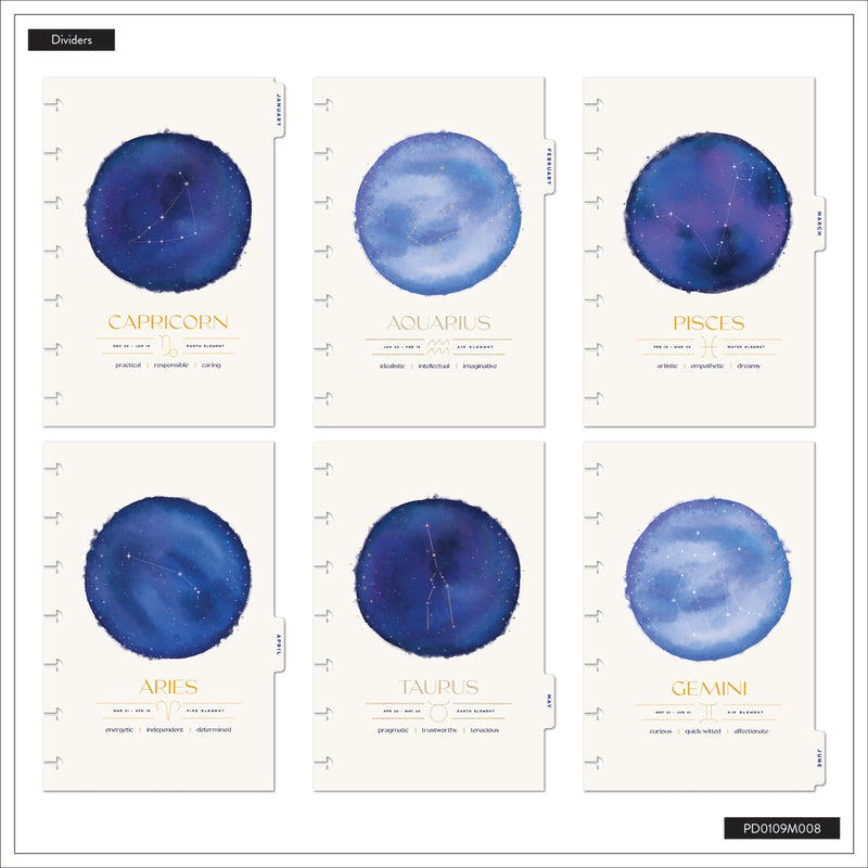2040 Star Signs Customizable Planner - Mini Dashboard Layout - 12 Month