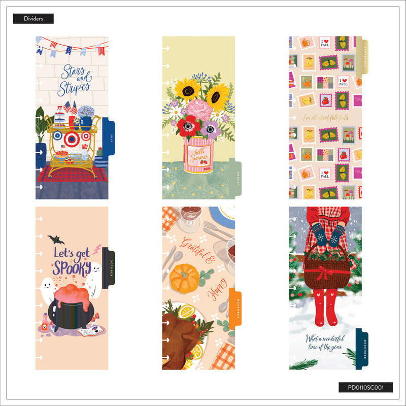 2039 Seasonal Charm Customizable Planner - Skinny Classic Horizontal Layout - 12 Month