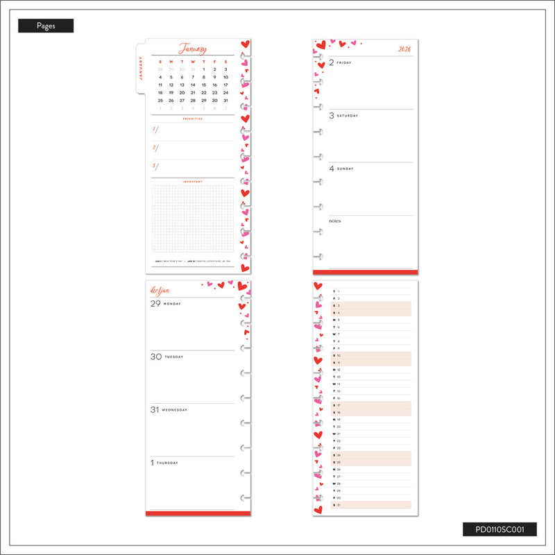 2040 Seasonal Charm Customizable Planner - Skinny Classic Horizontal Layout - 12 Month