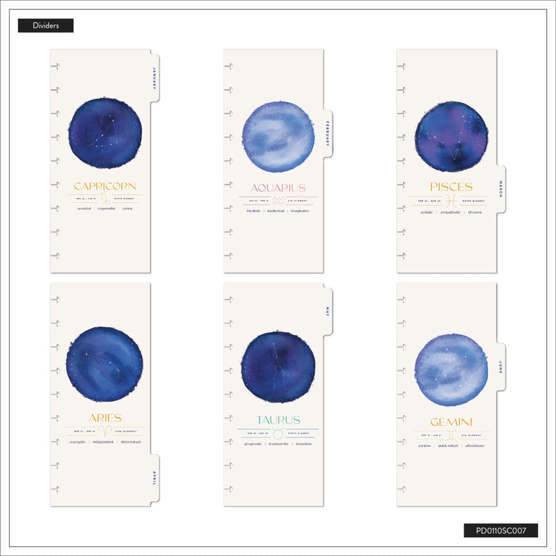 2042 Star Signs Customizable Planner - Skinny Classic Horizontal Layout - 12 Month