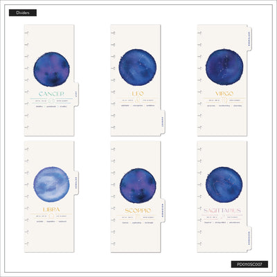 2043 Star Signs Customizable Planner - Skinny Classic Horizontal Layout - 12 Month