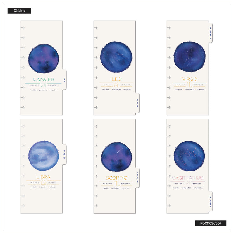 2043 Star Signs Customizable Planner - Skinny Classic Horizontal Layout - 12 Month