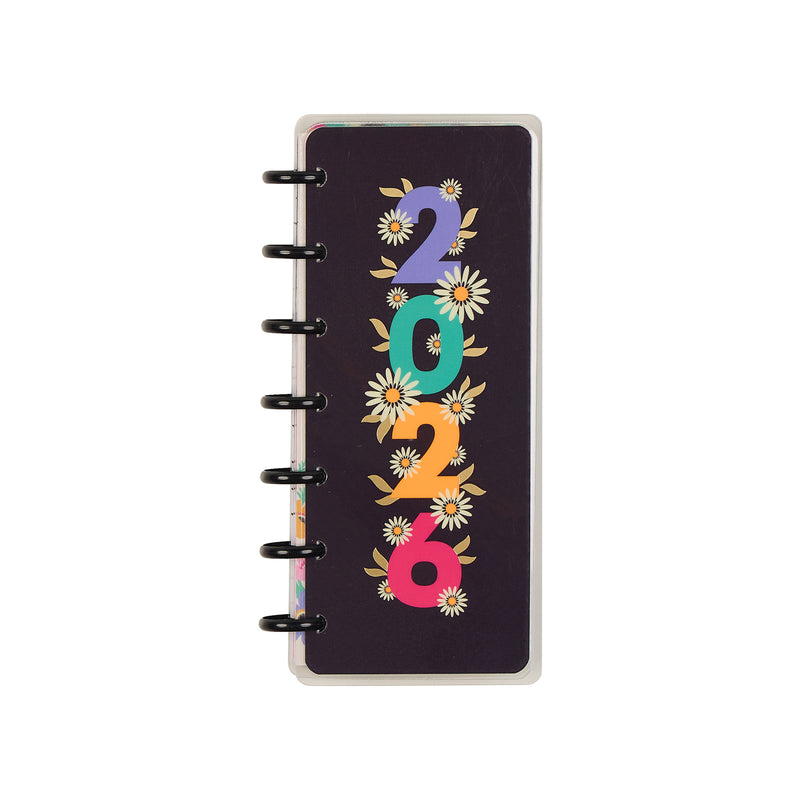 2026 Florescent Florals Customizable Planner - Skinny Mini Horizontal Layout - 12 Months