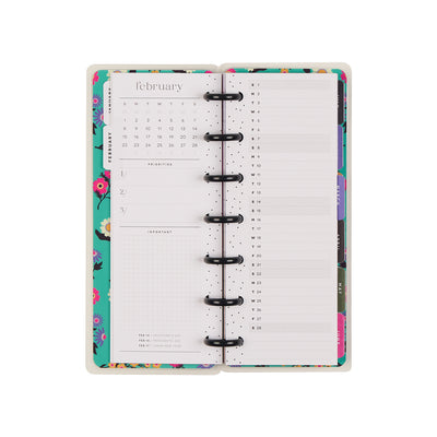 2034 Florescent Florals Customizable Planner - Skinny Mini Horizontal Layout - 12 Months