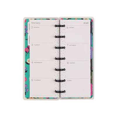 2035 Florescent Florals Customizable Planner - Skinny Mini Horizontal Layout - 12 Months