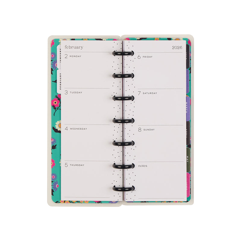 2035 Florescent Florals Customizable Planner - Skinny Mini Horizontal Layout - 12 Months