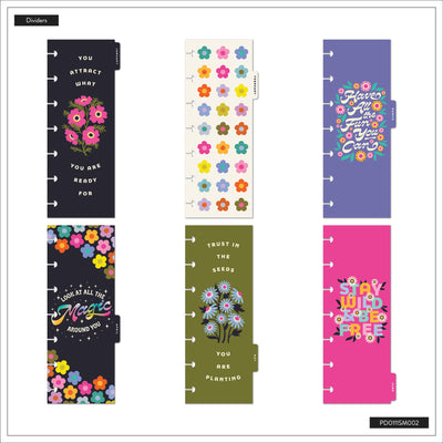 2036 Florescent Florals Customizable Planner - Skinny Mini Horizontal Layout - 12 Months