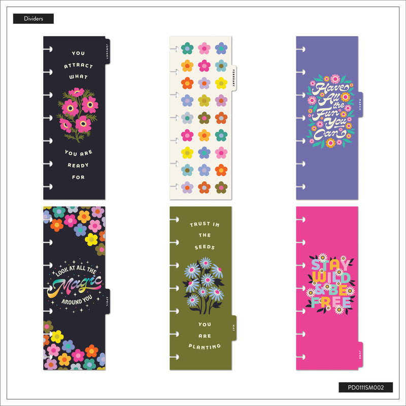 2036 Florescent Florals Customizable Planner - Skinny Mini Horizontal Layout - 12 Months