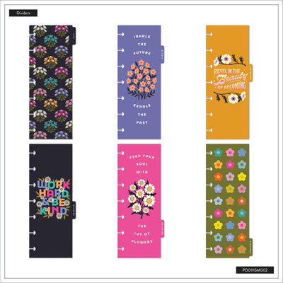 2037 Florescent Florals Customizable Planner - Skinny Mini Horizontal Layout - 12 Months