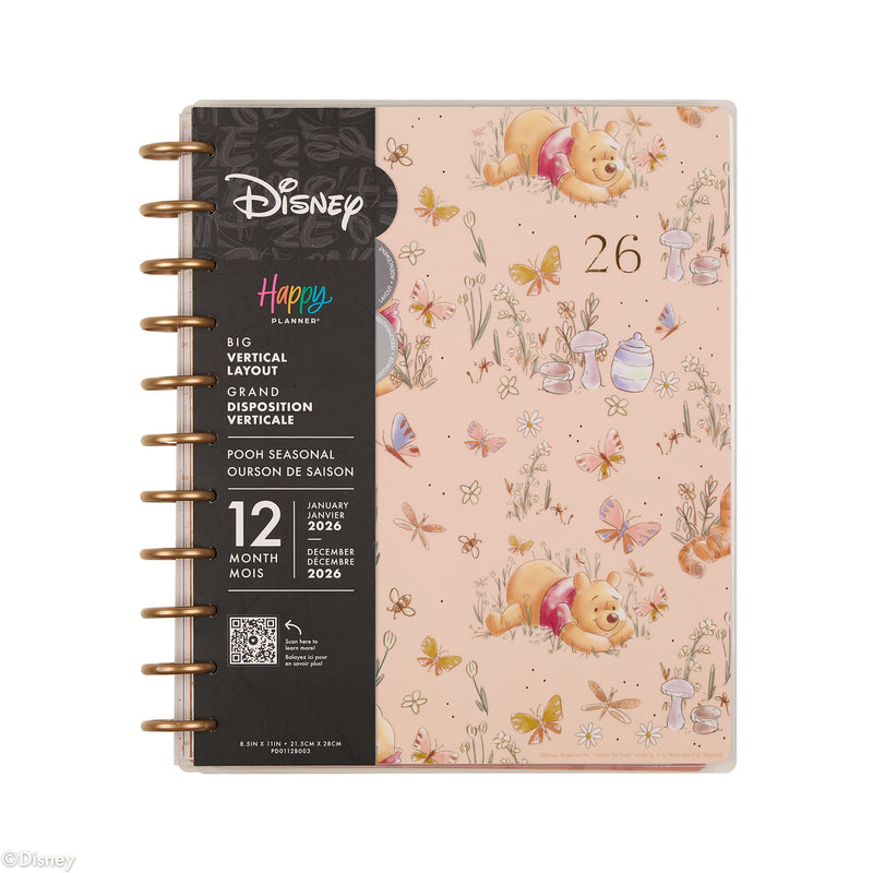 2044 Disney Winnie the Pooh Seasonal Customizable Planner - Big Vertical Layout - 12 Months