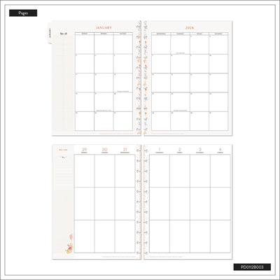 2043 Disney Winnie the Pooh Seasonal Customizable Planner - Big Vertical Layout - 12 Months