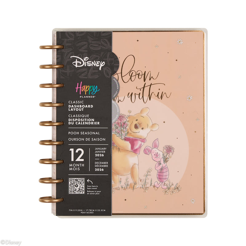 2043 Disney Winnie the Pooh Seasonal Customizable Planner - Classic Dashboard Layout - 12 Months