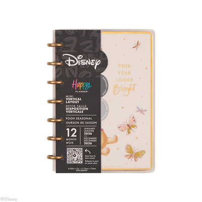 2045 Disney Winnie the Pooh Seasonal Customizable Planner - Mini Vertical Layout - 12 Month