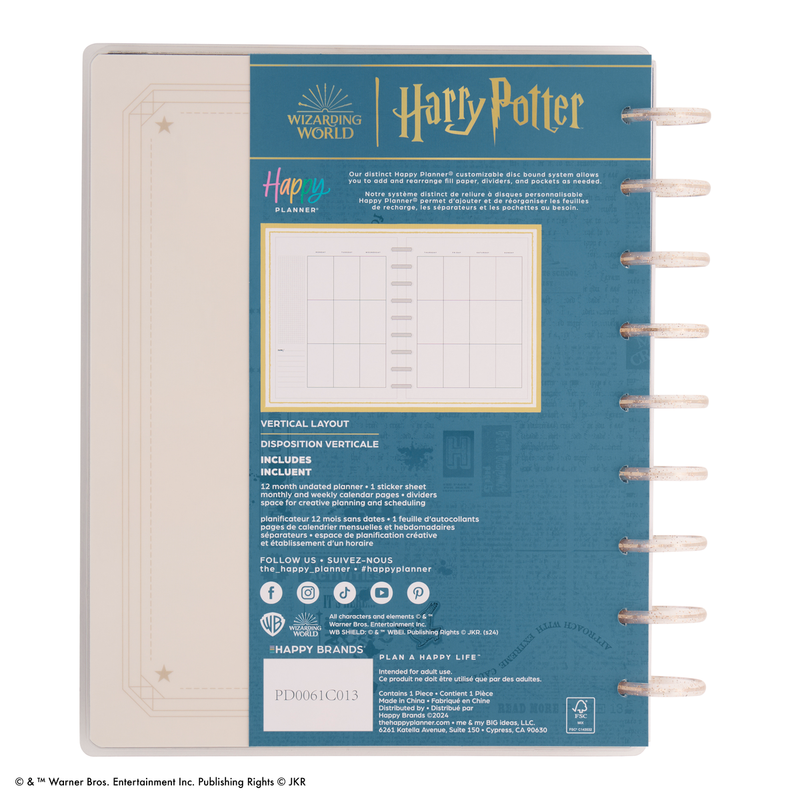 Undated Harry Potter Customizable Planner - Classic Vertical Layout - 12 Months