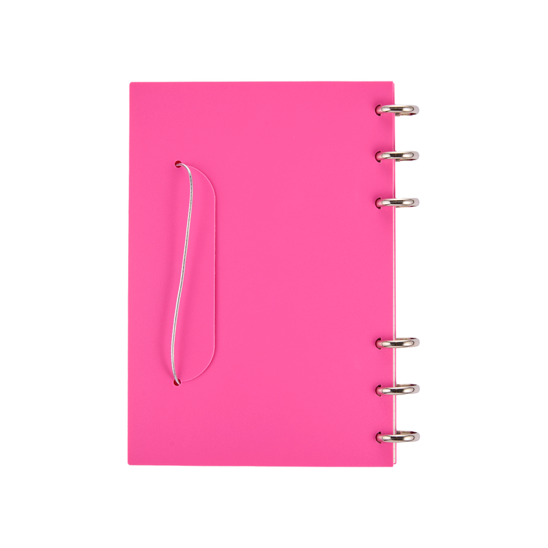 Frosted Hot Pink - Disc Bound Foldable Standing Desk Agenda - Weekly Overview - 52 Sheets