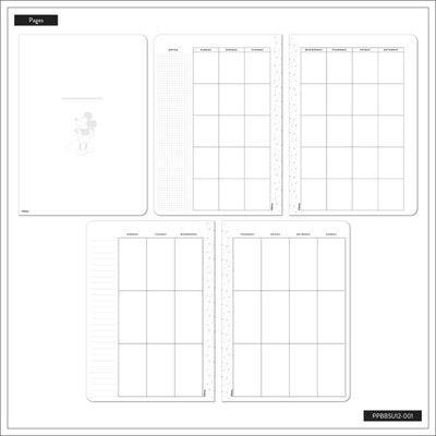 Undated Premium Obsidian Disney Mickey Mouse Book Bound Planner - Small Vertical Layout - 12 Months