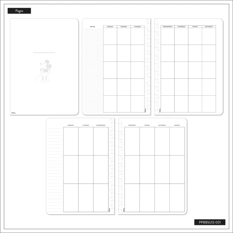Undated Premium Obsidian Disney Mickey Mouse Book Bound Planner - Small Vertical Layout - 12 Months