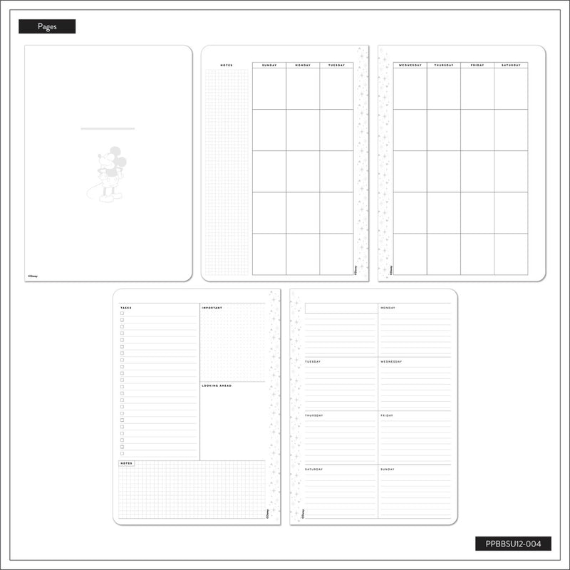 Undated Premium Ivory Disney Mickey Mouse Book Bound Planner - Small Dashboard Layout - 12 Months