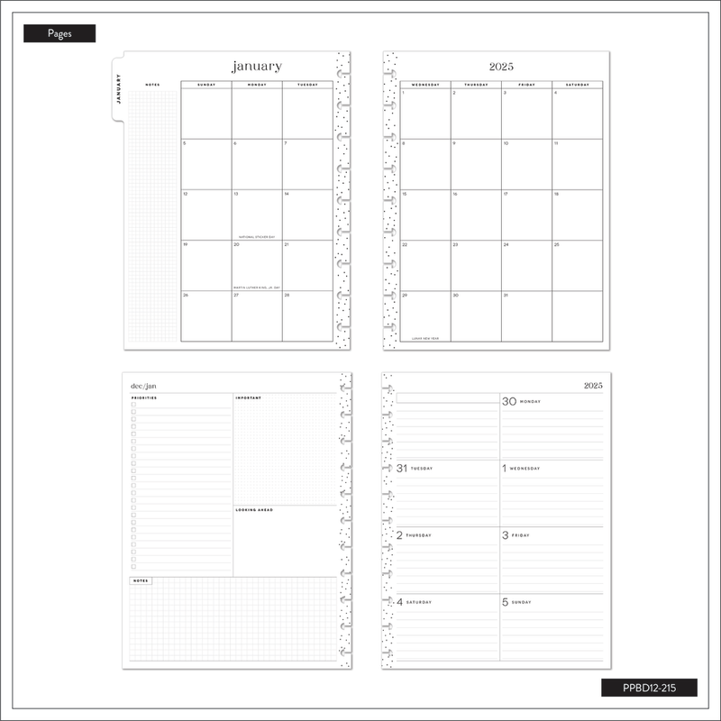 2025 Lush Linens Planner - Big Dashboard Layout - 12 Months