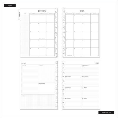 2025 Forest Flowers Planner - Big Dashboard Layout - 12 Months