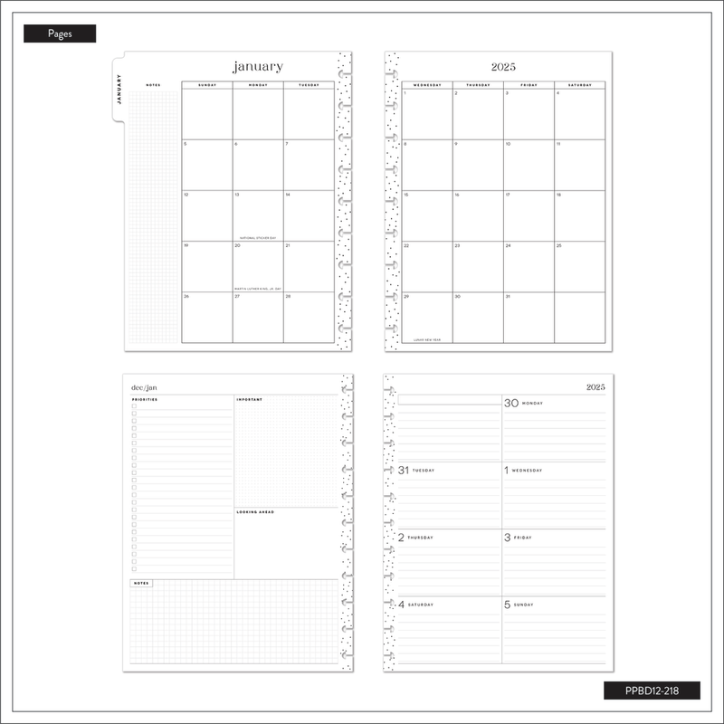 2025 Forest Flowers Planner - Big Dashboard Layout - 12 Months