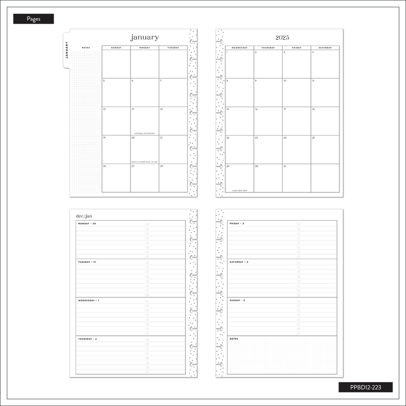 2025 Woodland Whispers Planner - Big Horizontal Layout - 12 Months