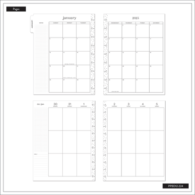 2025 Sketchy Florals Planner - Big Vertical Layout - 12 Months