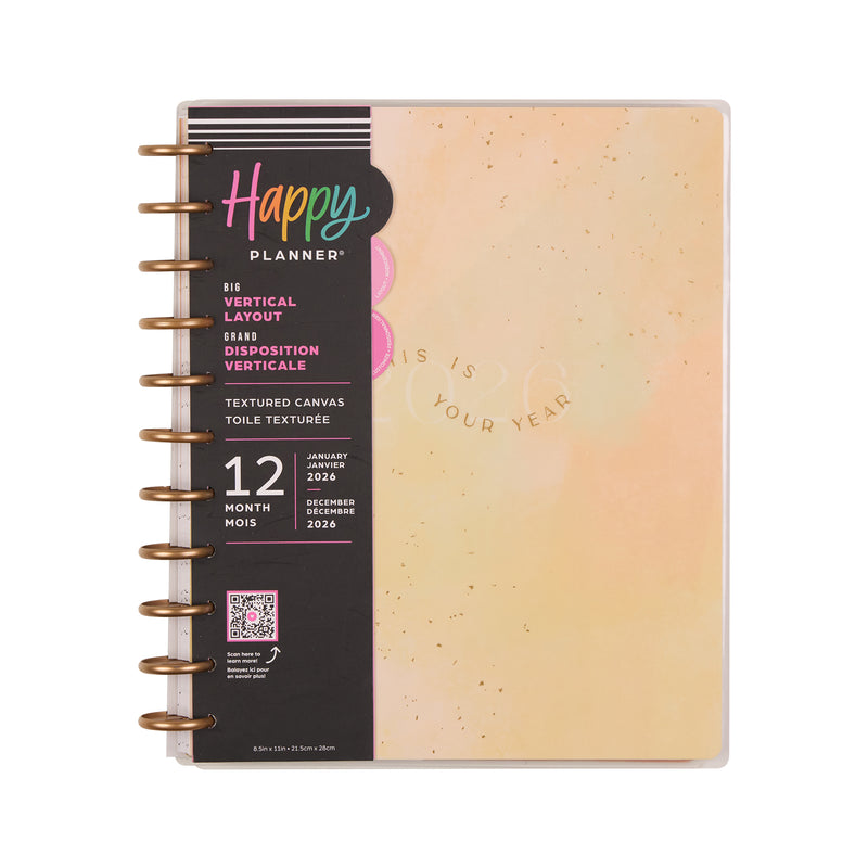 2041 Textured Canvas Customizable Planner - Big Vertical Layout - 12 Month