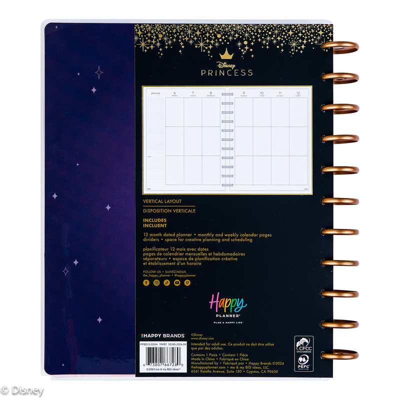 2025 Disney Sleeping Beauty 65th Anniversary Planner - Big Vertical Layout - 12 Months