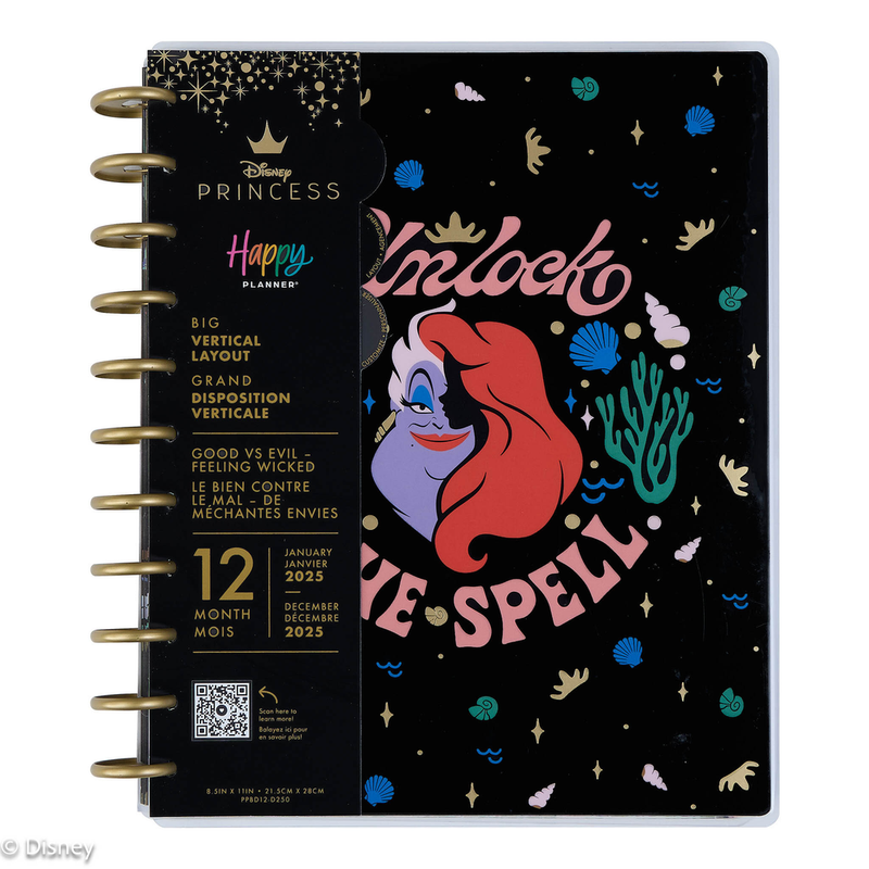 2025 Disney Ariel vs. Ursula Planner - Big Vertical Layout - 12 Months