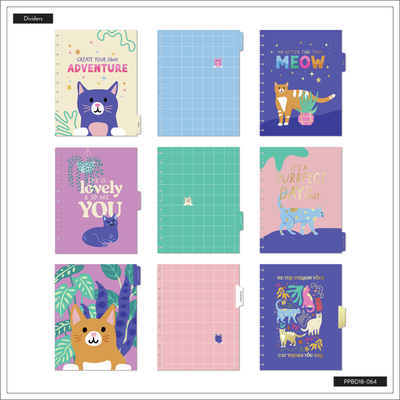 2024 Whimsical Whiskers Happy Planner - Big Lined Vertical Layout - 18 Months