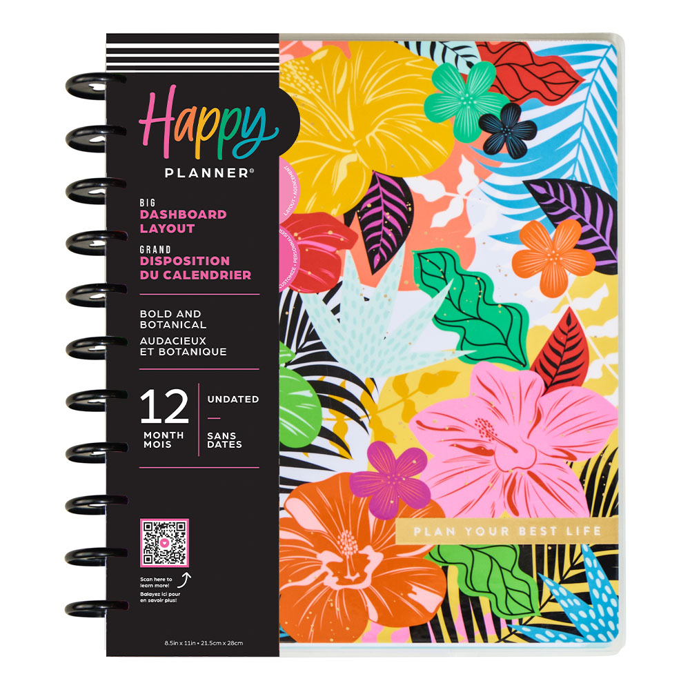 happy planner undated 12-month big planner-teachers plant seeds -plna32 Undated Bold & Botanical Happy Planner - Big Dashboard Layout