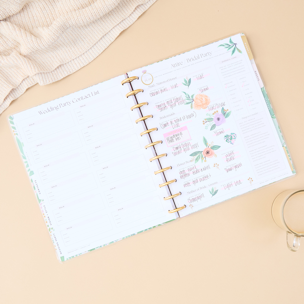 Undated Garden Wedding Planner - Big Wedding Layout - 12 Months